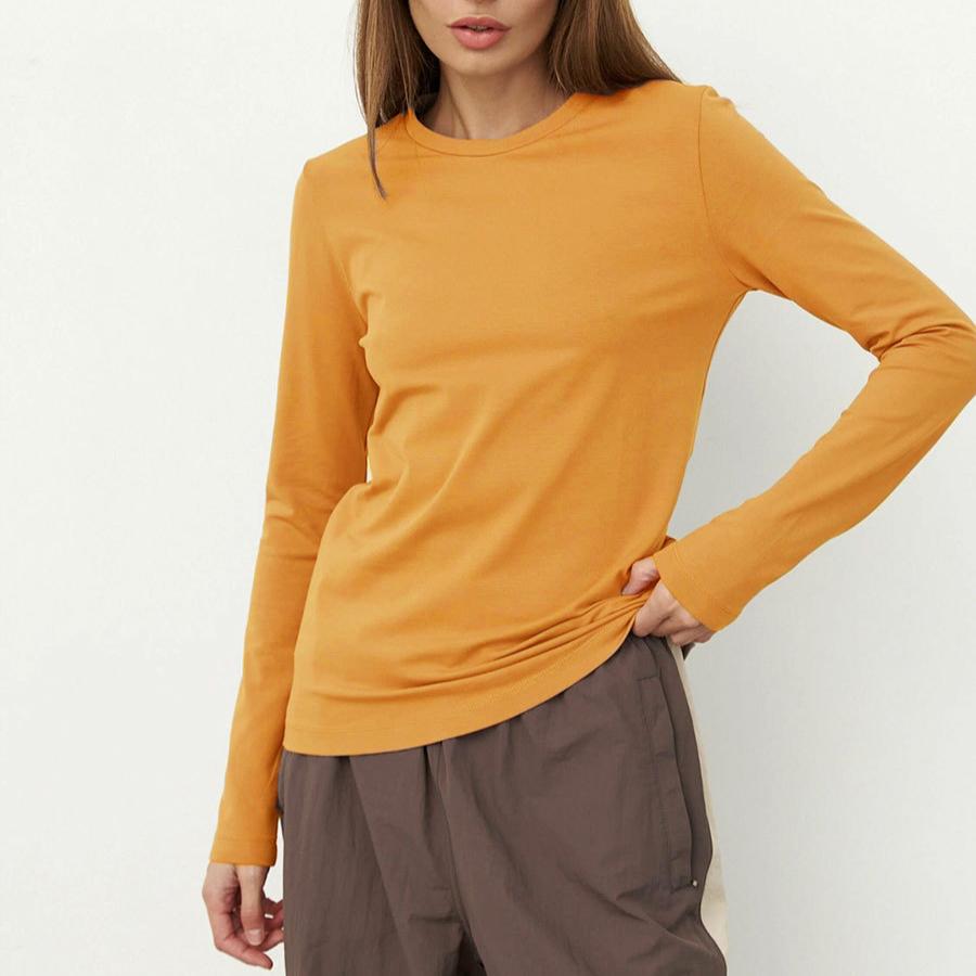 GMXIA Baumwoll-T-Shirt Frühling Damenmode Rest Vielseitiger Pendlerpullover Rundhals Langarm-T-Shirt