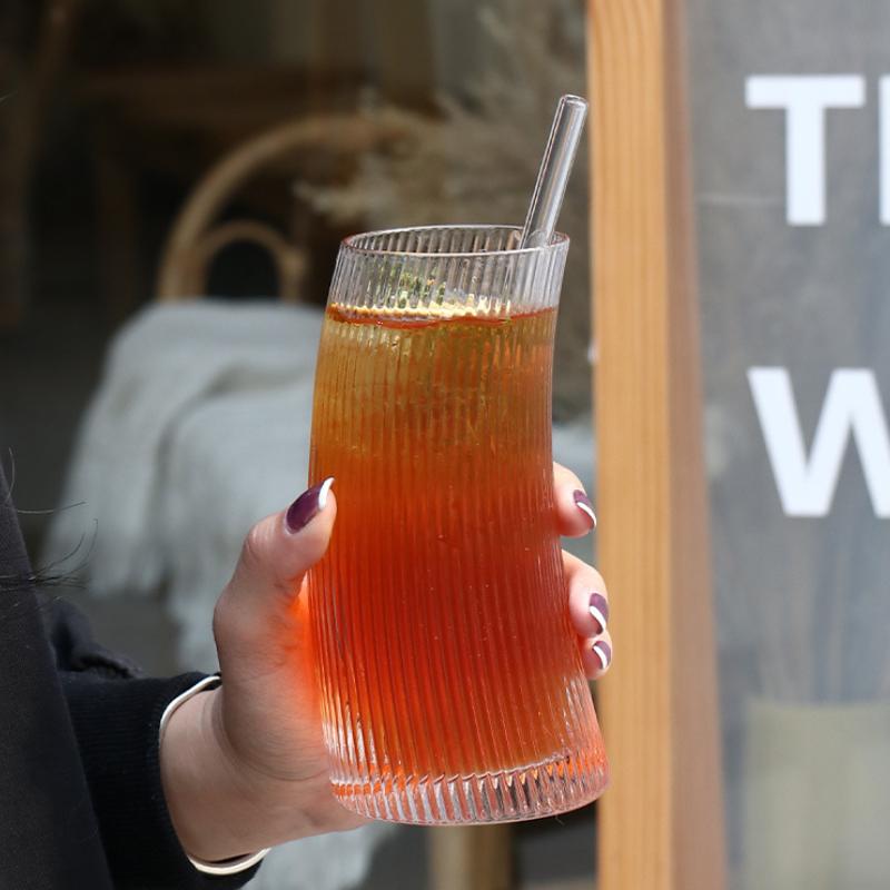 500ml Crescent Shaped Glass Cup Large Capacity Juice Beverage Cups Cafe Creative American Coffee Latte Cold Drink Mugs Drinkware