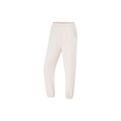 Li Ning Fitness Series Solid Color Mid Waist Drawstring Fleece Knitted Sports Pants Women Pants Gravel-Gray AKLU100-2