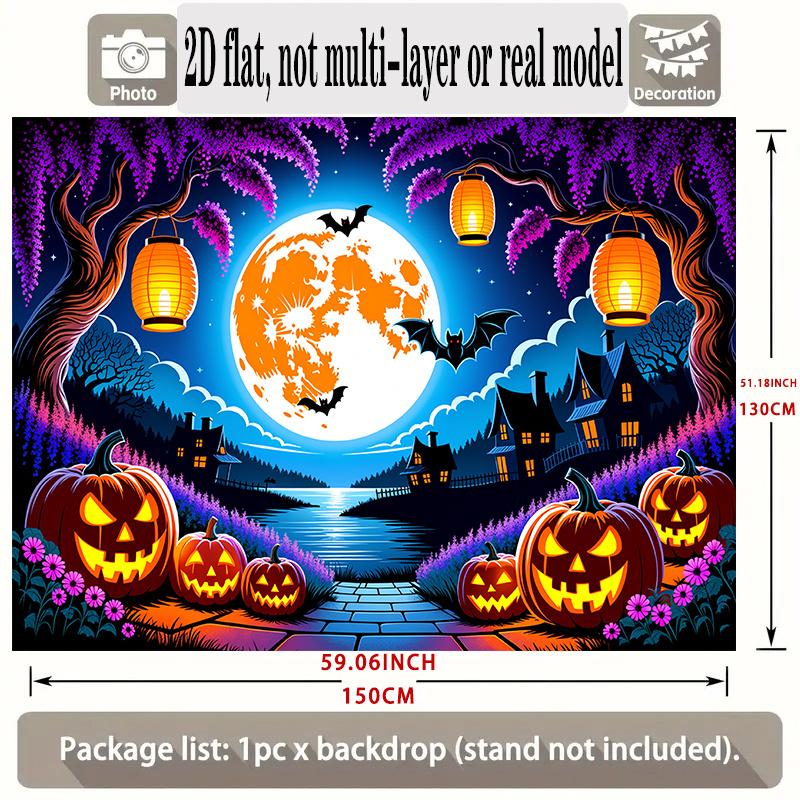Party Backdrop Halloween Flat Banners Spooky Night Scenery Celebrations Wedding Enthusiasts Photo Background Decor Front Door Decor
