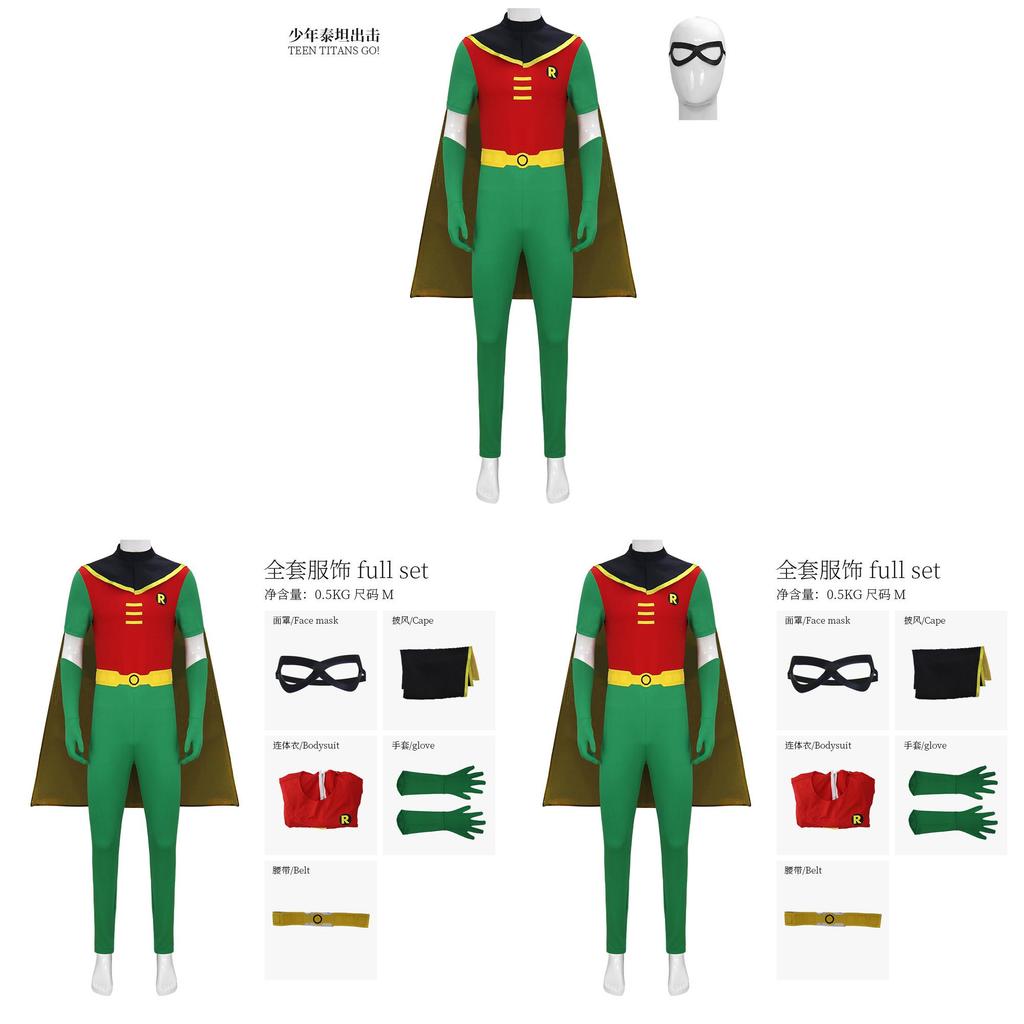 Teen Titans Robin Cosplay Costume With Spandex Material For Halloween And Stage Performances