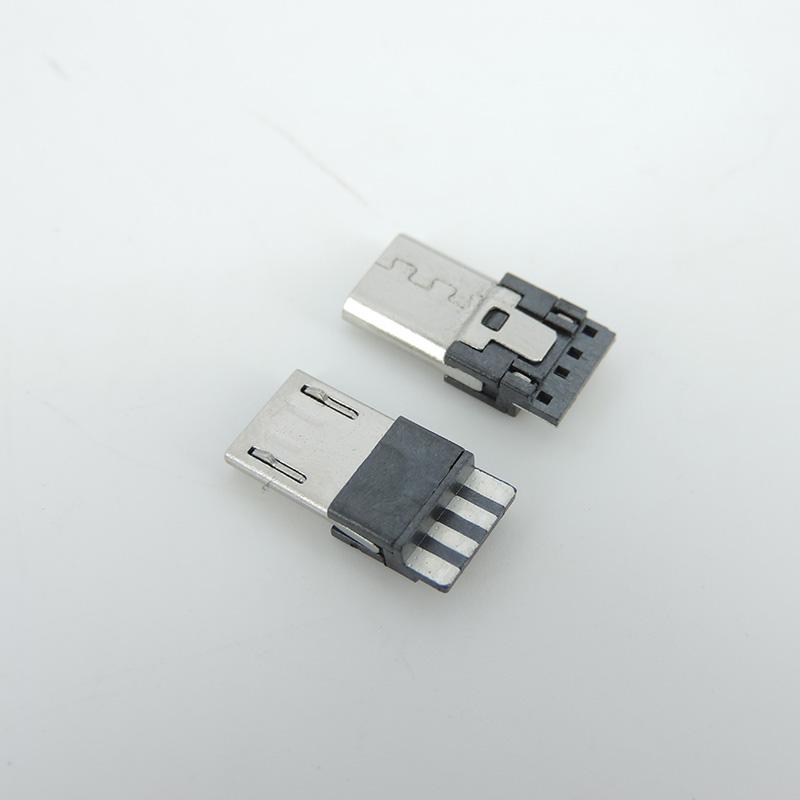 Micro USB 5PIN Welding Type Male Plug Connectors Charger 5P USB Tail Charging Socket 4 In 1 White Black