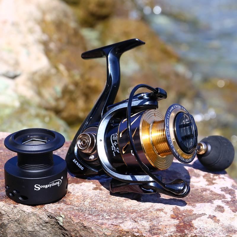 SOUGAYILANG Fishing Rod and Reel Carbon Fiber Baitcasting Rod and 14BB Aluminum Spool Spinning Reel