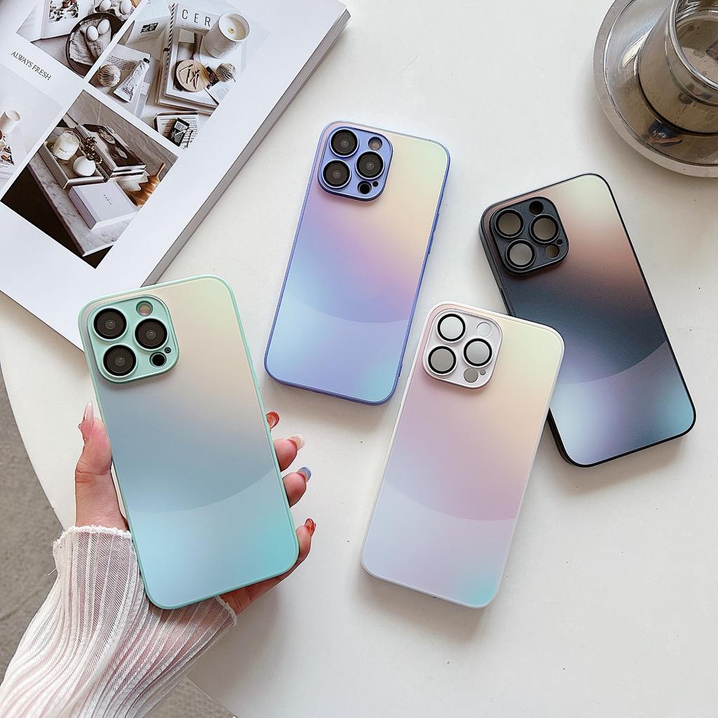 Applicable to iPhone17PROMAX gradual change frosted glass mobile phone case Apple 16 comes with lens film 15 protective case