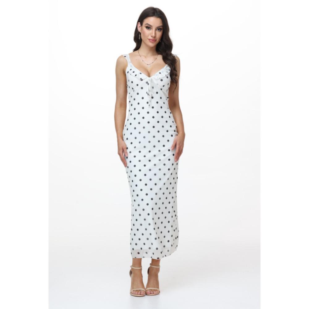 Women's Spaghetti Strap Deep V Maxi Dress Mid Waist All Over Floral Print Slim Fit Vacation Beach Mermaid Long Dress