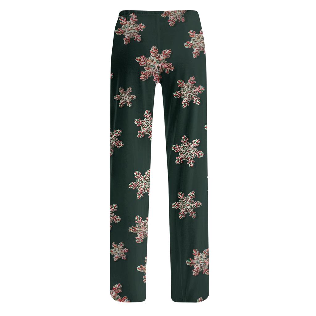 Dámské ležérní kalhoty se stahovací šňůrkou s vánočním potiskem