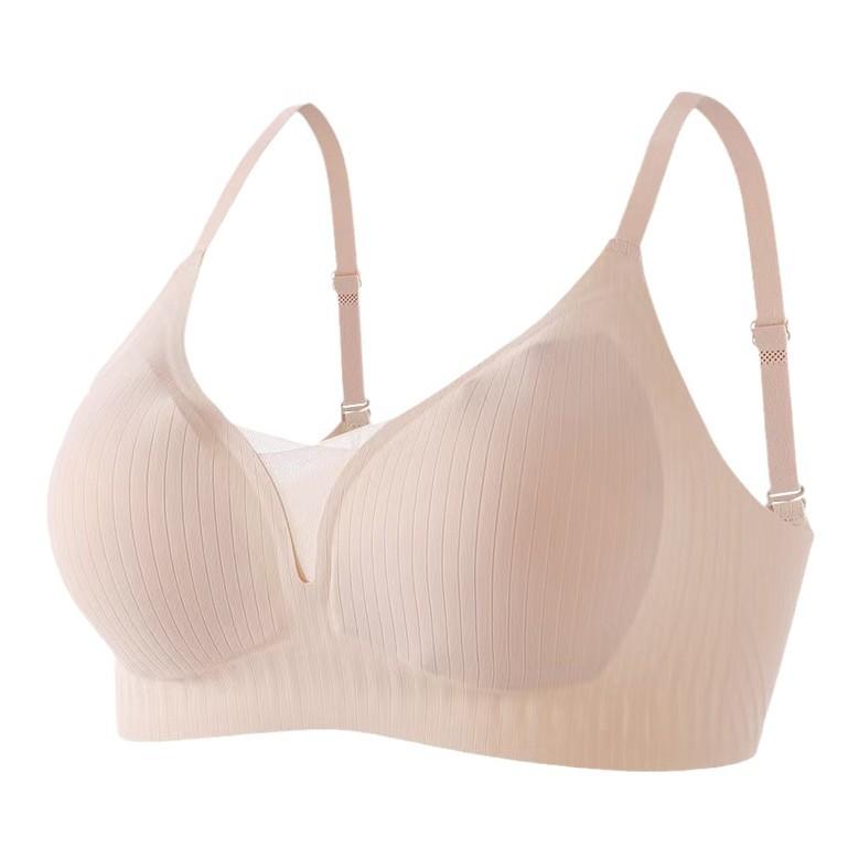 V Yarn Milk Skin Seamless Women's Big Breasts Show Small Gathering Thin Jelly Strips Pull Up and Support Anti-sagging Bra Cover