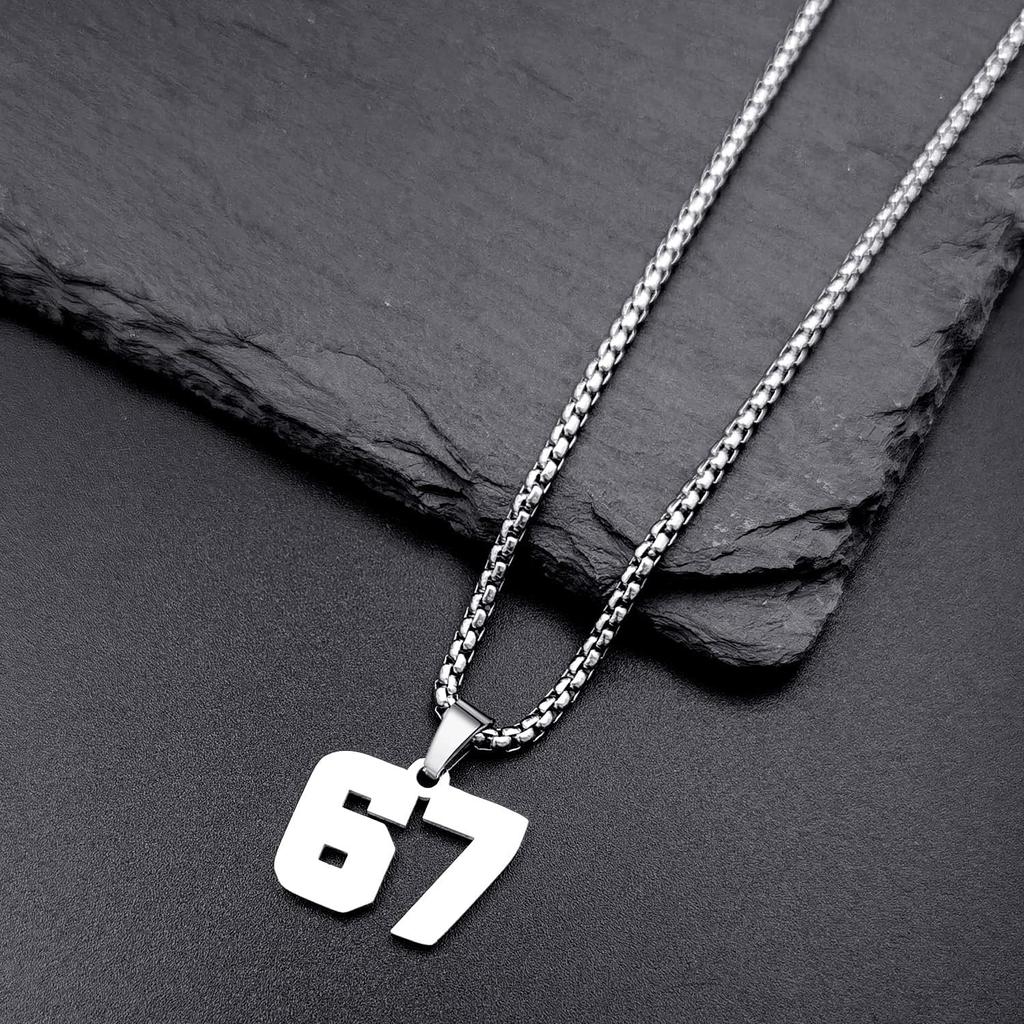 Stainless Steel Chain 67 Number Pendant Necklace For Women Men Lucky Number T Rend Chain Party Jewelry Gifts 67 Necklace