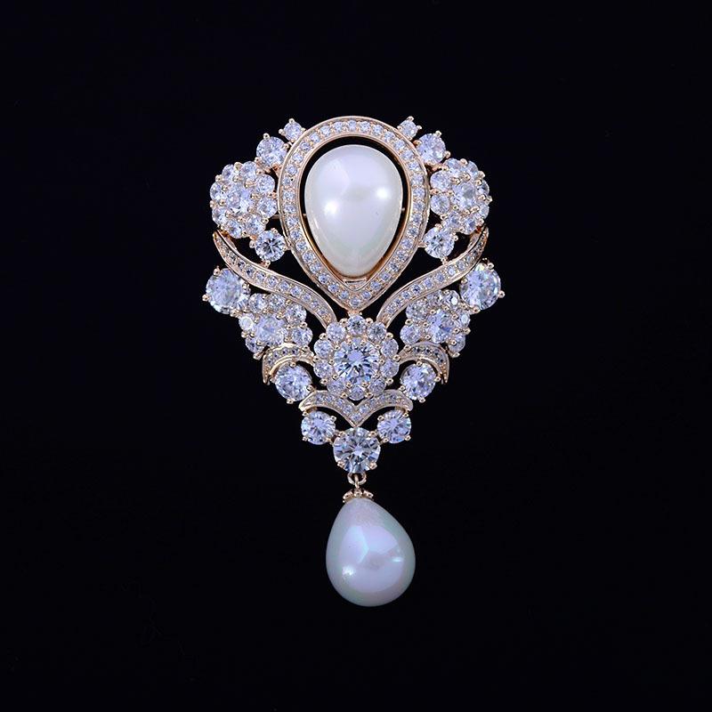 Droplet Style Brooch Simulation Pearl Coat Dress Accessories