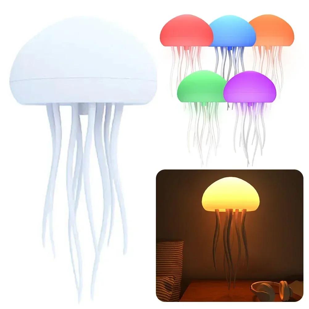Jellyfish Light Voice Control Atmosphere Night Lights Type-C Charging Bedside Lamp Flexible Tentacles for Holiday Children Gifts