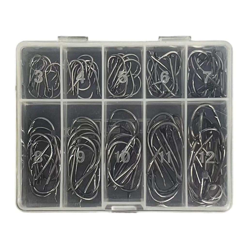 70/100 Stück Kohlenstoffstahl Angelhaken mit Öhr Fischhaken Korrosionsbeständig Metall Kreishaken Angelzubehör Langlebig