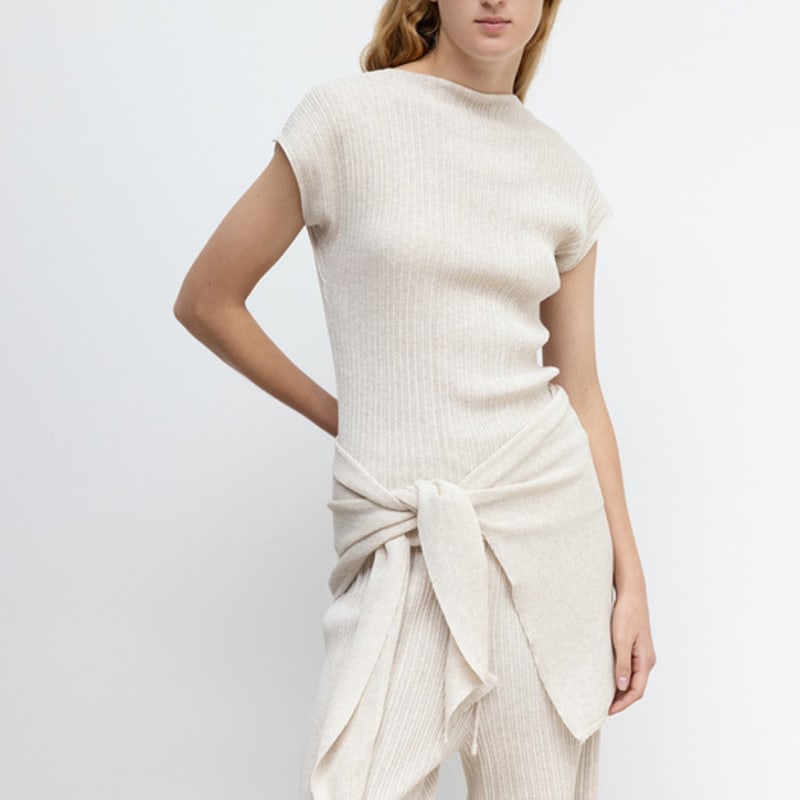 RRACE Melange Wrap Shawl_Oat Beige