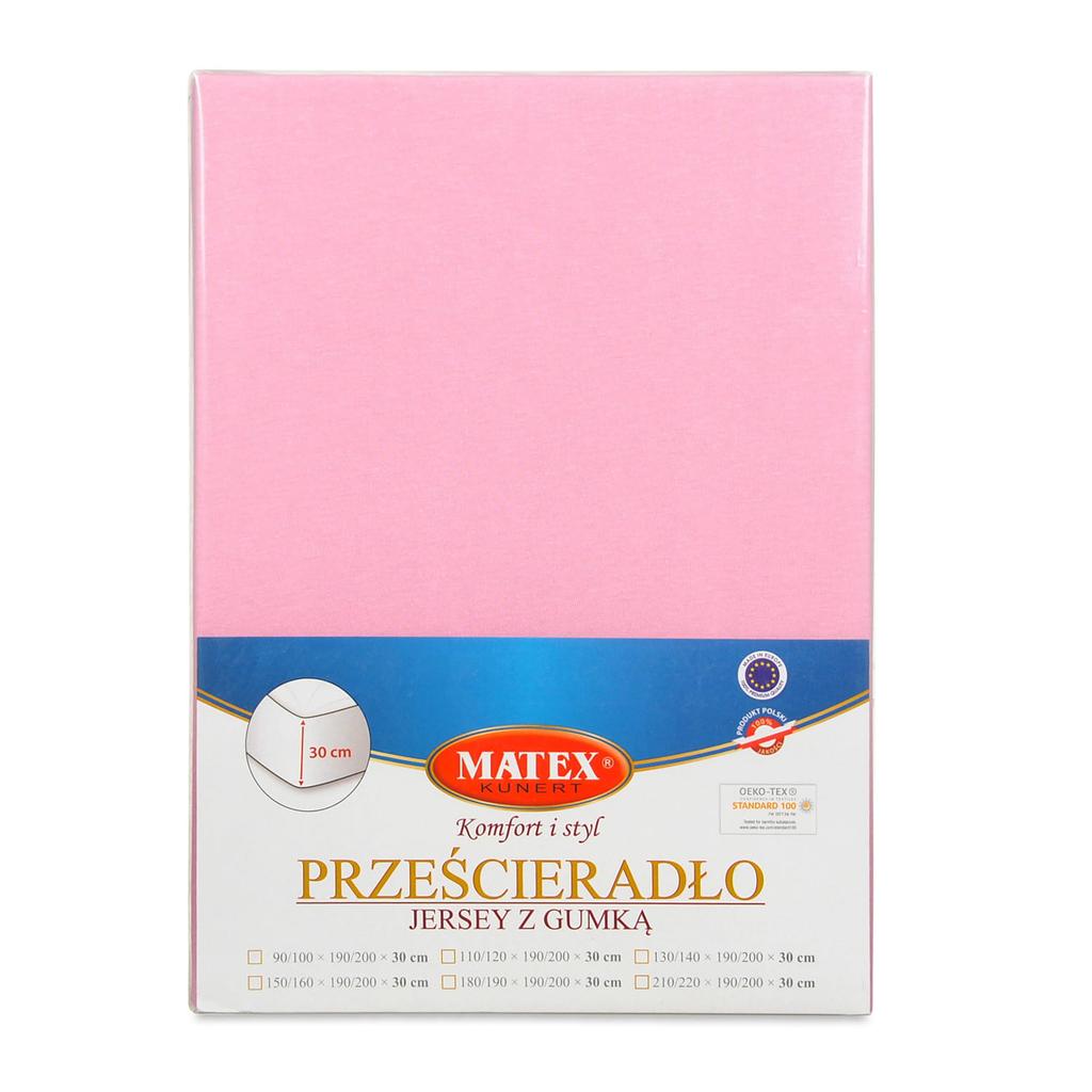 Prześcieradło jersey z gumą 210/220x190/200x30 różowe