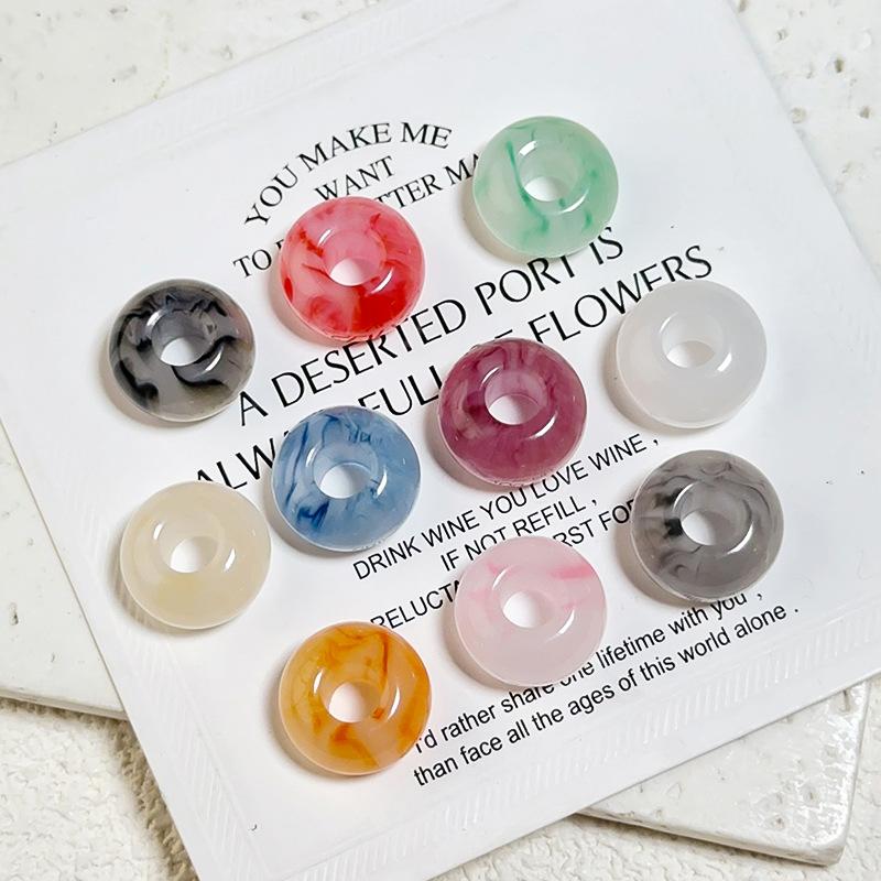14x8mm Sparkle Resin Beads 10pcs Big Hole DIY Charms Halation Texture Earrings Bracelet Necklace Handicrafts for Jewelry Making