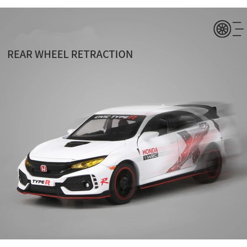 1/32 HONDA CIVIC TYPE R Alloy Sports Car Model Diecasts & Toy Vehicles Metal Car Model Sound and Light Collection Kids Toy Gift