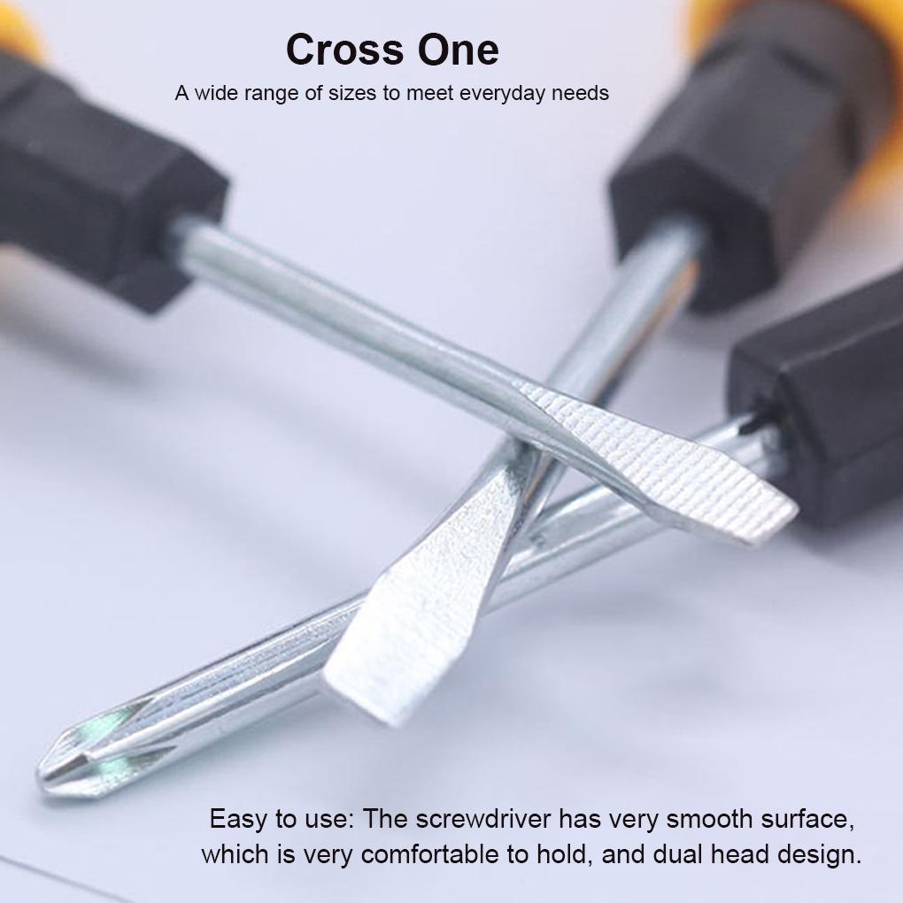 Screwdriver Multi-purpose Double Head Hand Repair Tool with Plastic Handle Industrial Business Carpentry Maintenance Supplies