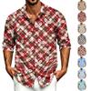 Men's Casual Long Sleeve Shirt with Christmas Print for Spring, Fall and Holiday Casual Wear