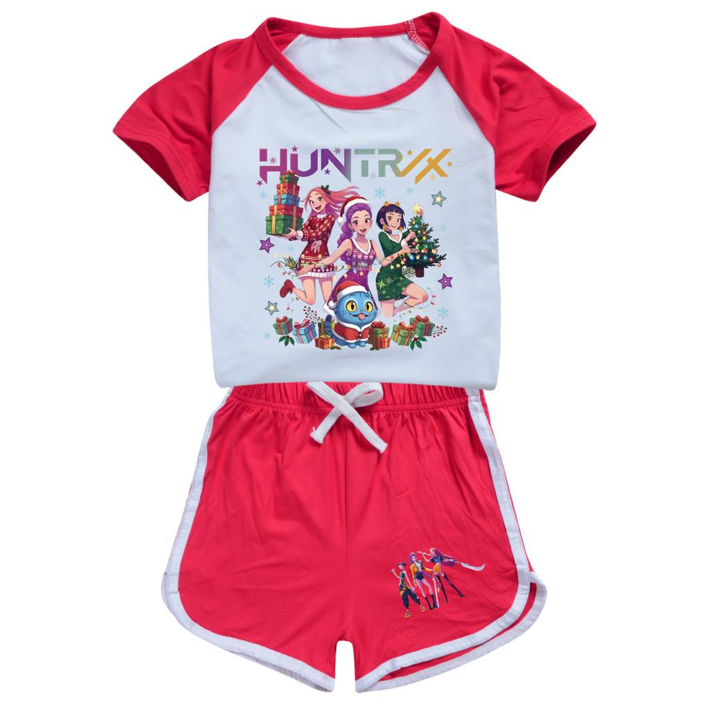 5084 Kids Girls Christmas POP Rumi Zoey Mira Print T-shirt Shorts Sport Tracksuit Clothes Set
