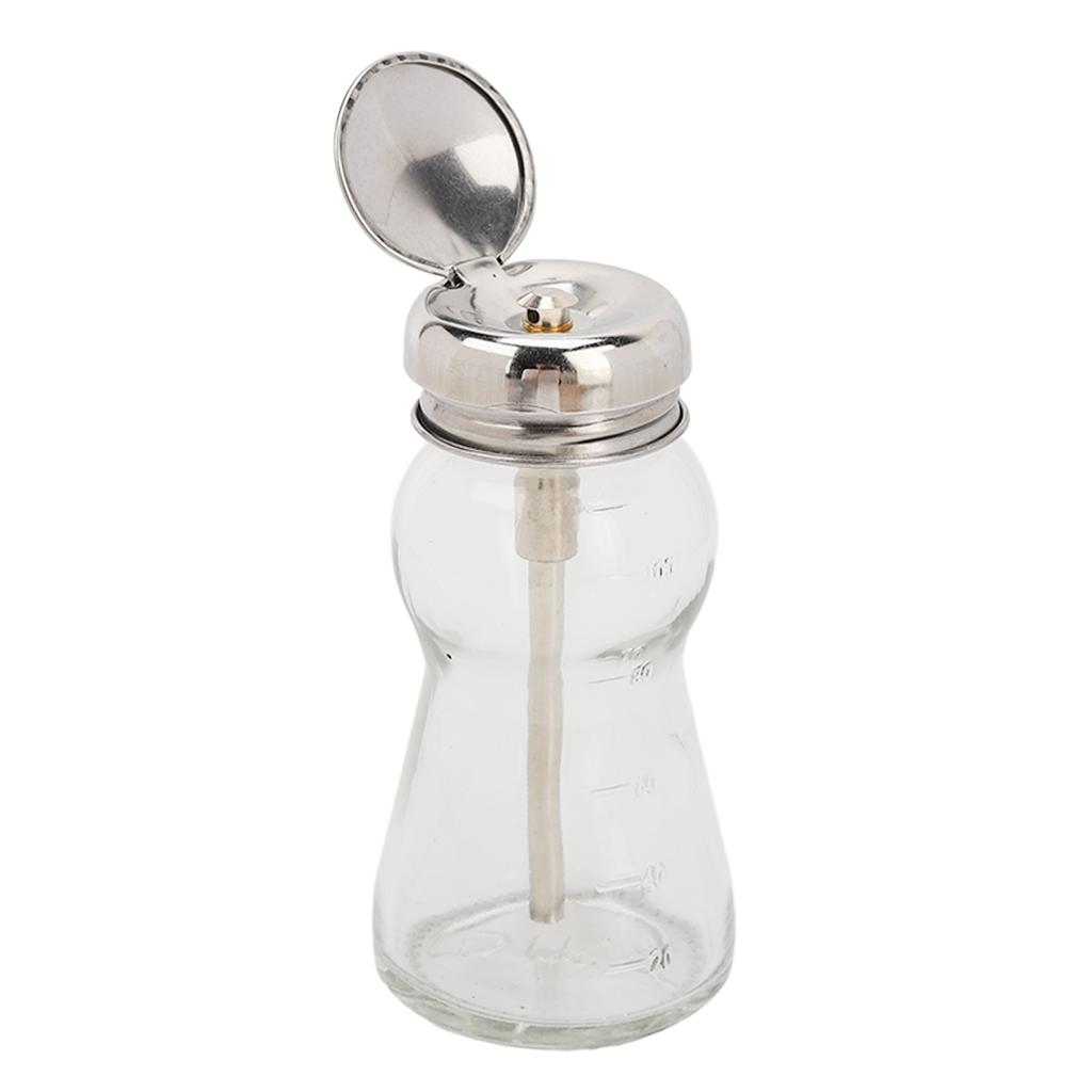 Nail Polish Remover Pump Glass Empty Dispenser Bottle Press Type for Makeup Liquid 100ml