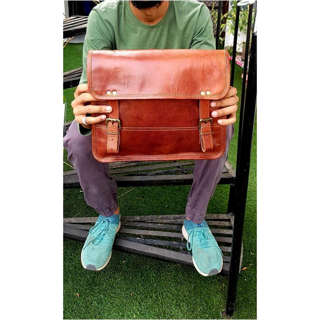 Geanta messenger din piele de 13" Geanta pentru laptop Geanta de birou cadou pentru barbati Geanta de umar deteriorata de calculator