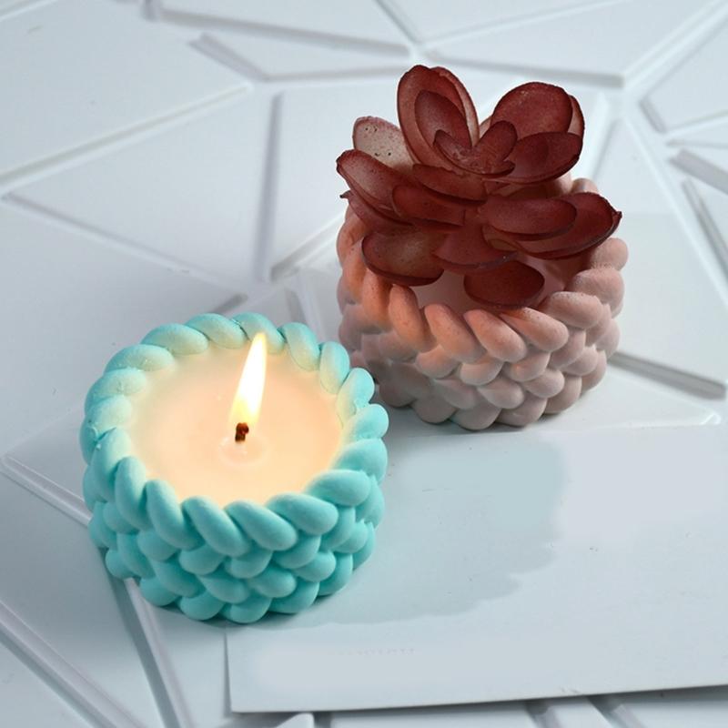 Woven Rope Silicone Molds Succulents Planter Molds for Epoxy Resin, Candle Holder, Tealight Holder, Home Decoration