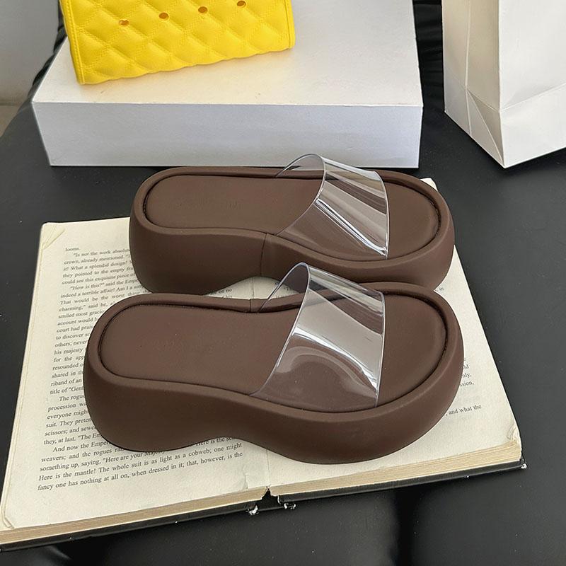 Fashion Fashion Platform Ladies Wedges Slippers Shoes Thick Soled Female Slides Sandals Footwear Transparent Women Wedges Slippers Shoes