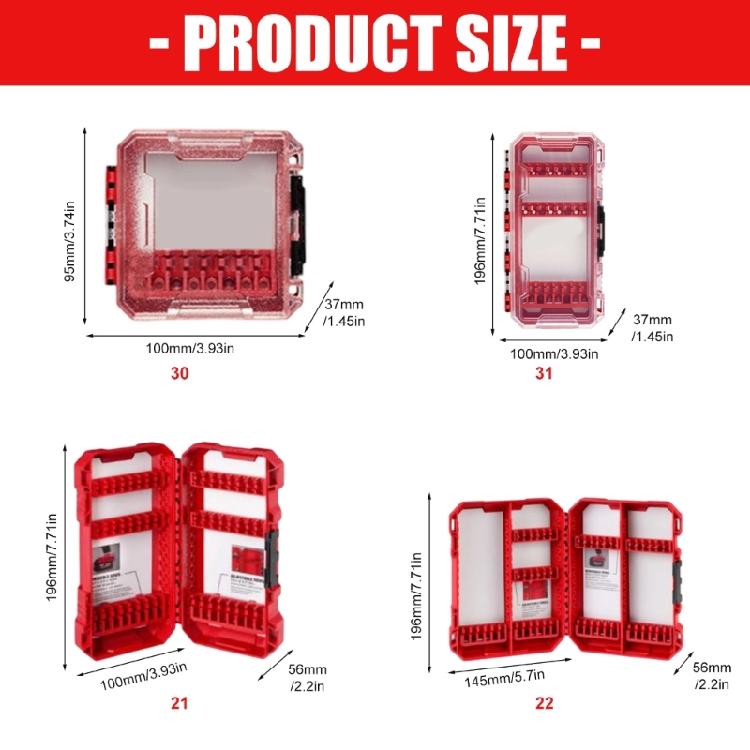 Drill Bit Storage Case Portable Drill Bit Case Water Resistant Detachable Holder Storage Heavy Duty Plastic Bit Storage