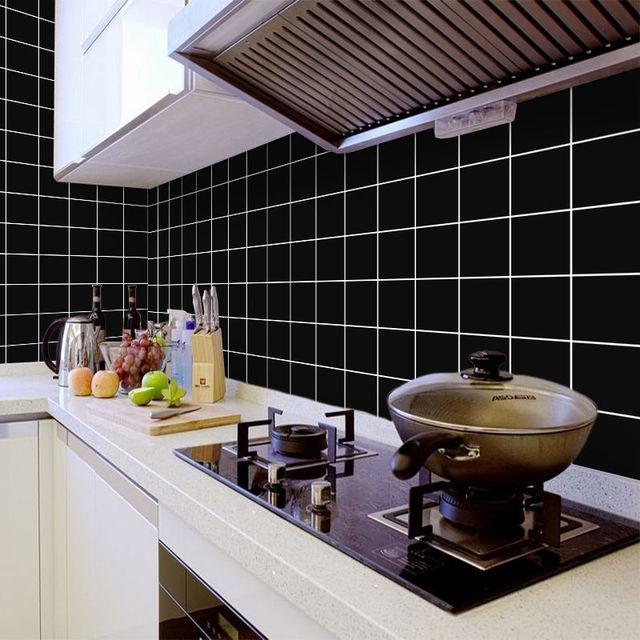 DIY Oil Proof Kitchen Furnitur Wall Stickers Self Adhesive Papel De Parede Bathroom Tile 3D Waterproof Vinyl Cabinet Wallpaper