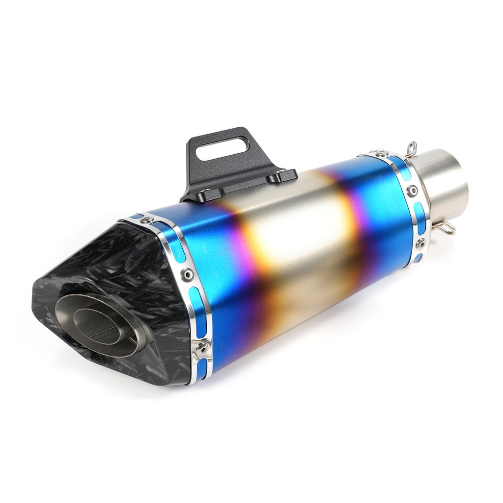 1.5-2in Inlet Motorcycle Exhaust Muffler Pipes Slip On Silencer Carbon Fiber Style Tail Tube High