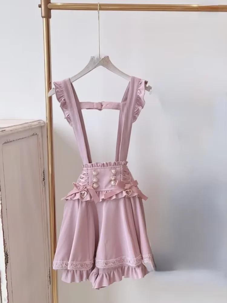 Japanese Sweet Lolita Style Mini Skirt Women Elegant Lace Bandage Party Cake Skirts Female Gothic Y2k Metal Buckle Skirt