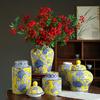 Hand-Painted Blue and White Ceramic Vase: Chinese Style Desktop Ornament for Living Room Display