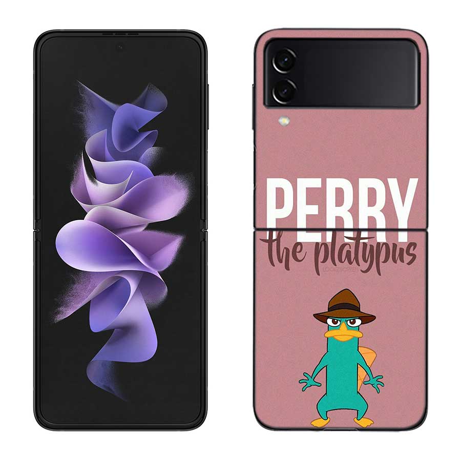Cartoon Perry The Platypus Phone Case For Samsung Z Flip 7 6 5G Galaxy Z Flip 5 4 3 Black Hard Cell Cover Luxury PC Shell Coque