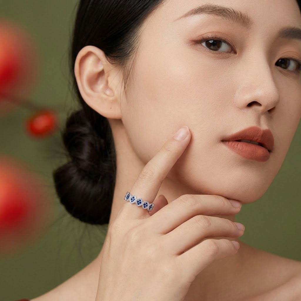 Fashion ring female niche high-end light luxury 925 sterling silver opening ring