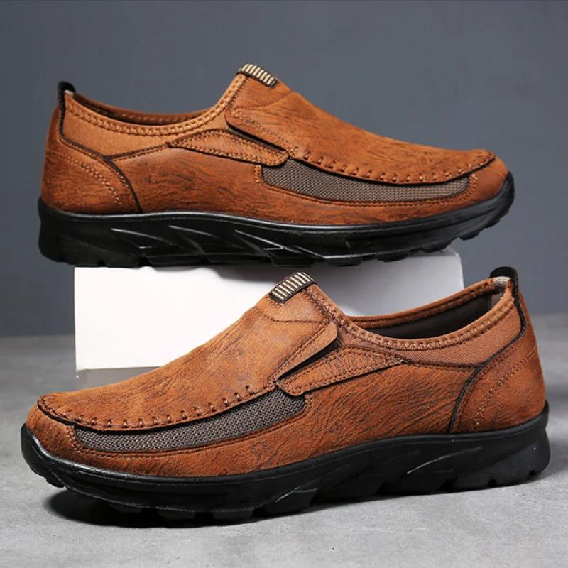 Men's Casual Shoes 2025 Men Handmade Retro Breathable Flat Loafers Moccasins Dress Comfortable Slip on Driving Shoes Zapatillas