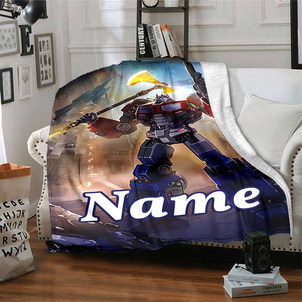 Transformers Fans Customize Text Blanket Cozy Personalized Blanket Ultra-Soft Suitable for Chair Office Office Chair Couch All-Season Use