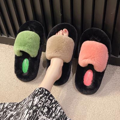 Fashion Women Plush Slippers New Arrival 2024 Winter Flat Bottom Cotton Slippers For Home Woman Soft Comfort Designer Home Warm Slippers