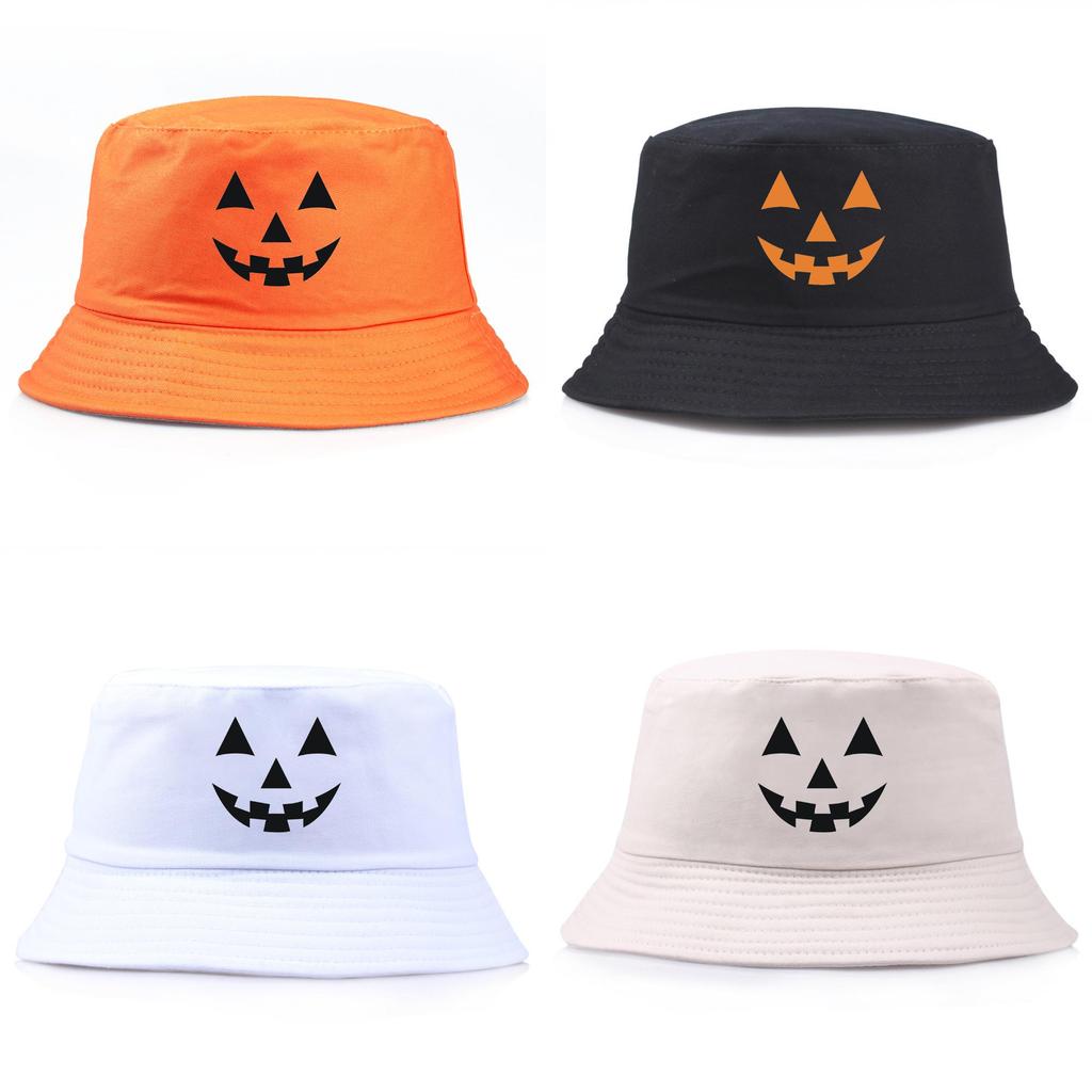 Halloween Pumpkin Printed Bucket Hat With Sun Protection For Summer And Autumn Wear