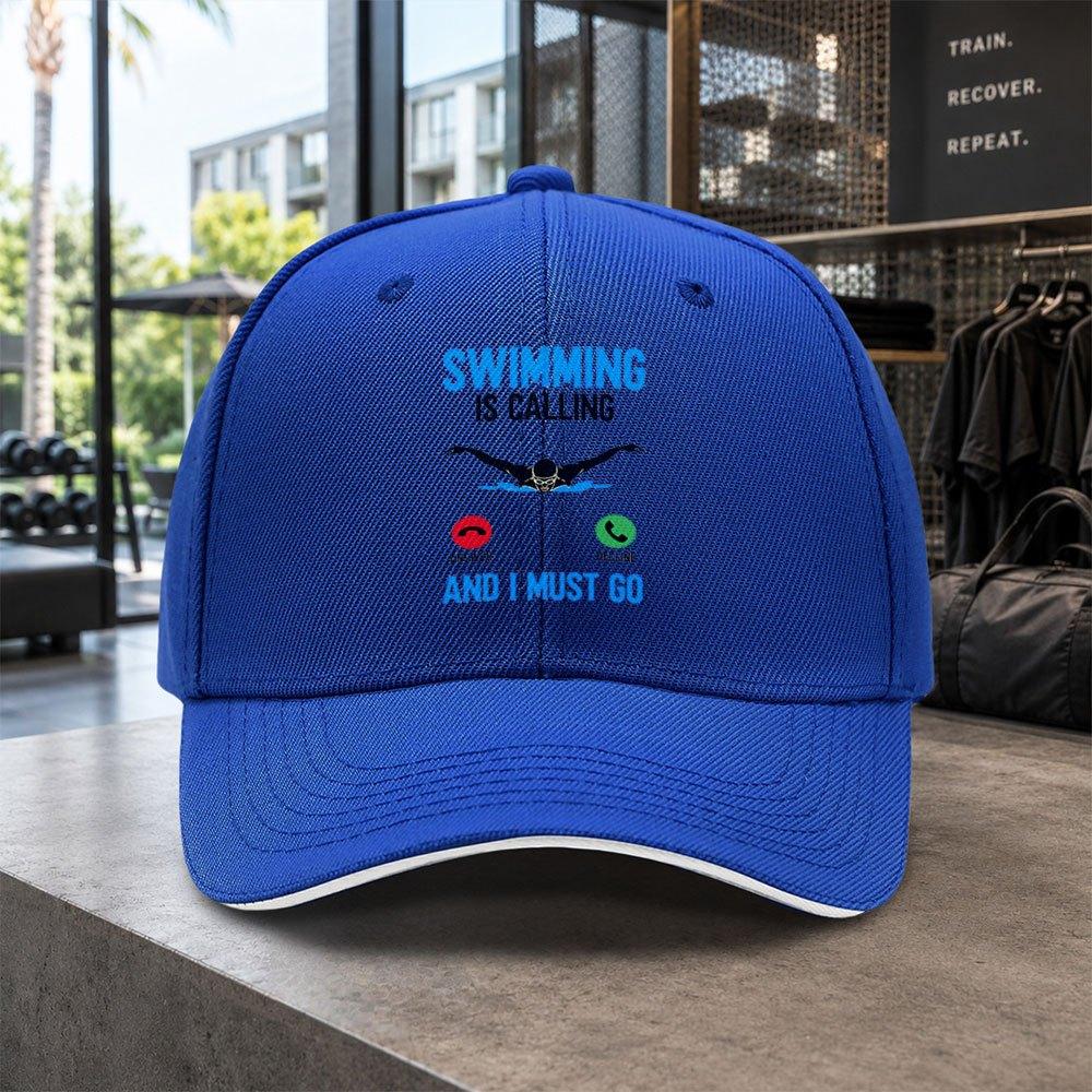1pc Minimalist Swimmingthemed Printed Sandwich Baseball Cap Unisex Simple Lightweight And Adjustable Outdoor Duckbill Cap