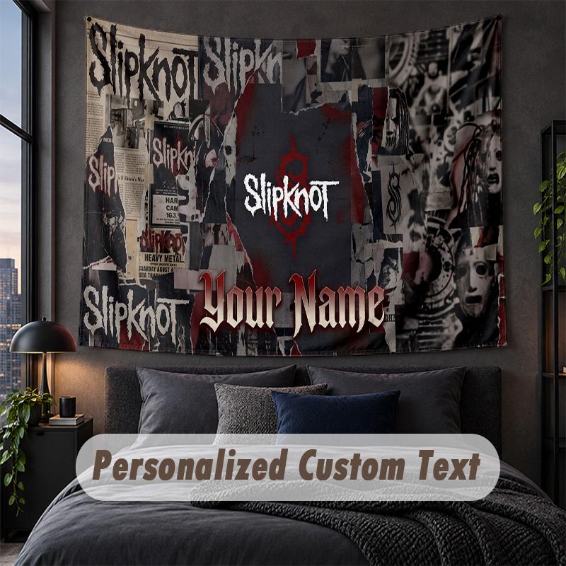 Arazzo Personalizzato con Nome Testo, Appeso Decorativo da Parete Slipknot, Arazzo Sfondo per Casa Camera da Letto