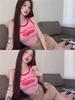 2024 Pink Print Y2k Vest Summer Off-the-Shoulder Sleeveless Fashion Vintage Crop Top