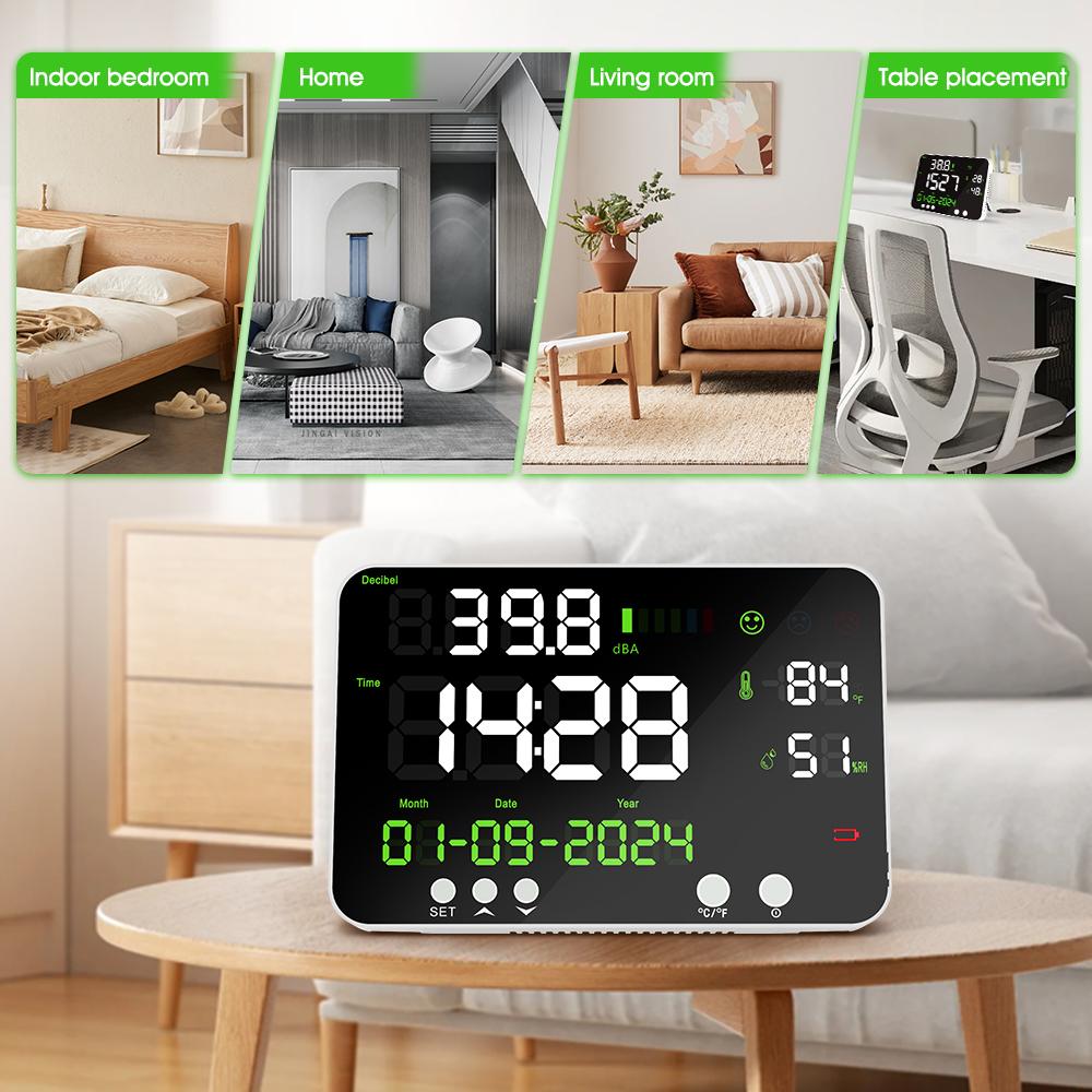 4-in-1 Decibel Meter Noise Monitor Sound Level Meter, Wall Mounted Digital Noise Meter , for Classroom, Library,Studio, Factory