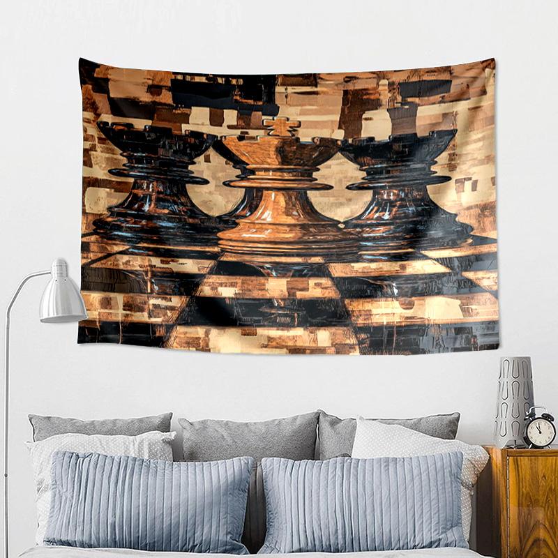 Golden Chess King On Black Tapestry, Unique Design Tapestry, Wall Decor for Bedroom,Livingroom, Playroom,Heartwarming Fan Holiday Gifts