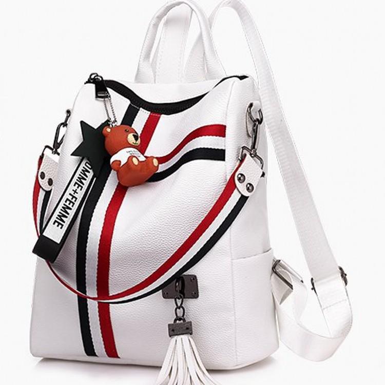 Ribbon Pendant Bear Two-way Shoulder Backpack for Women