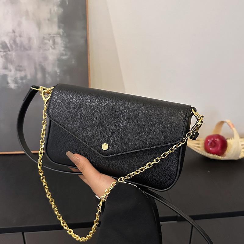 

Summer new fashion casual simple retro women s bag chain bag single shoulder oblique span small square bag чорний