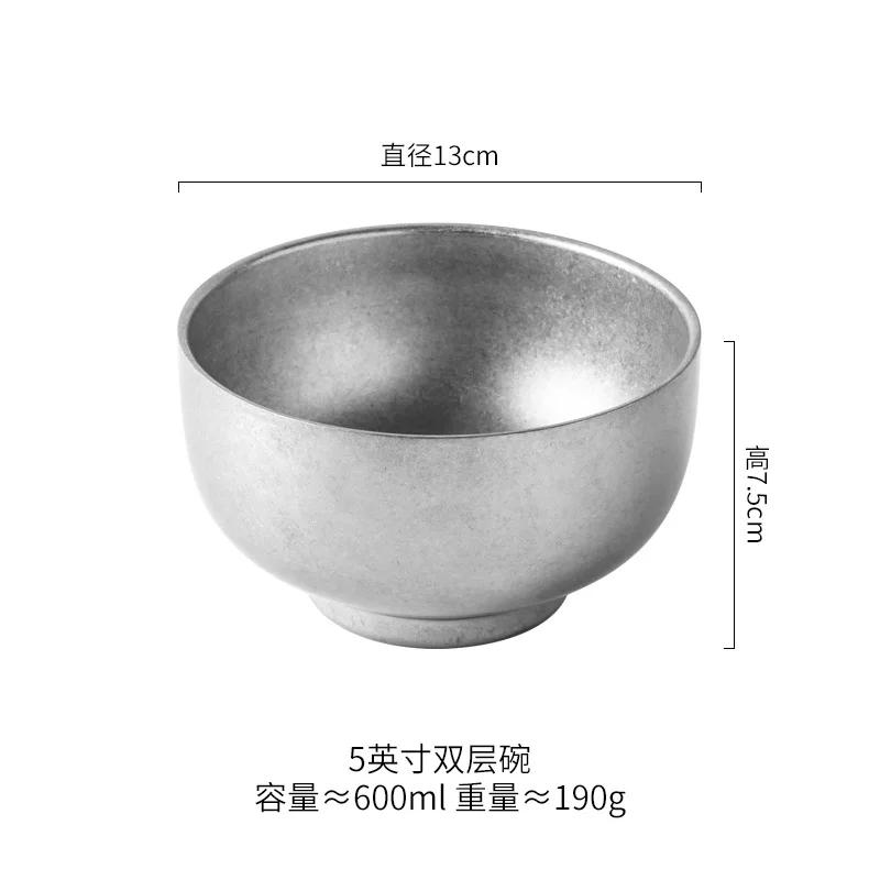 Vintage Stainless Steel Industrial Style Tableware Outdoor Camping Barbecue Metal Bowl Condiment Dish Restaurant Snack Dishes