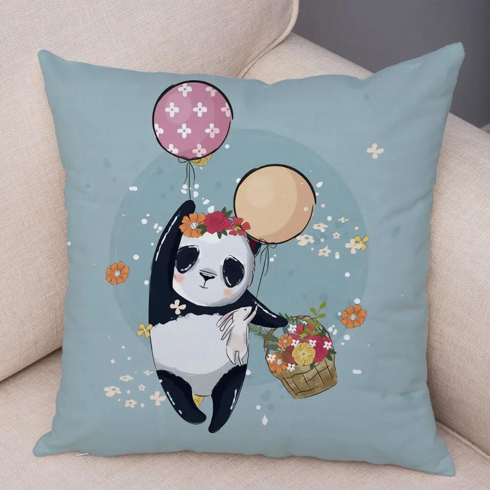 Home Decoration Colorful Cartoon Panda Bear Kids Sofa Car Pillow Cover Cute Animal Cushion Cover funda de almohada