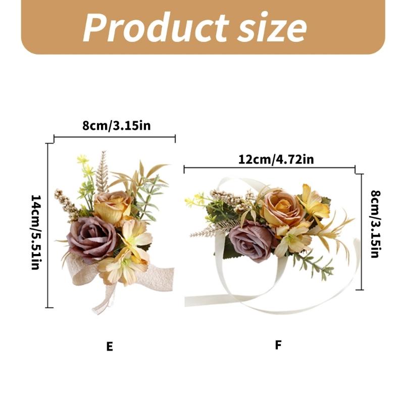 5Pcs Wedding Corsages Boutonniere Prom Boutonniere for Wedding Ceremony Anniversary, Rose Corsages for Bride and Groom,