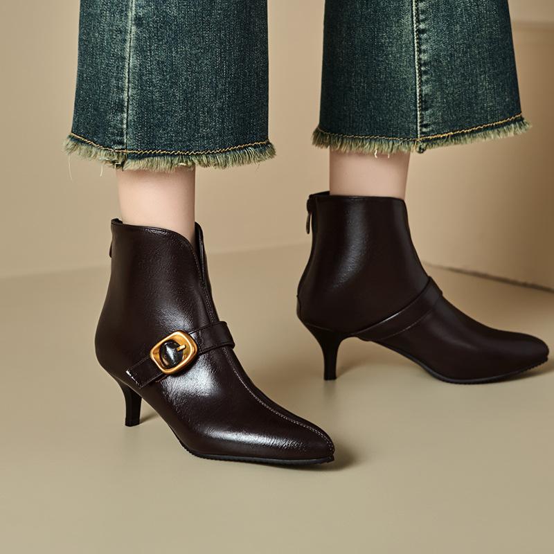 25 Chelsea Boots Martin Boots Fashion British High Heel Short Boots Belt Buckle Knight Boots 32-48 Boots