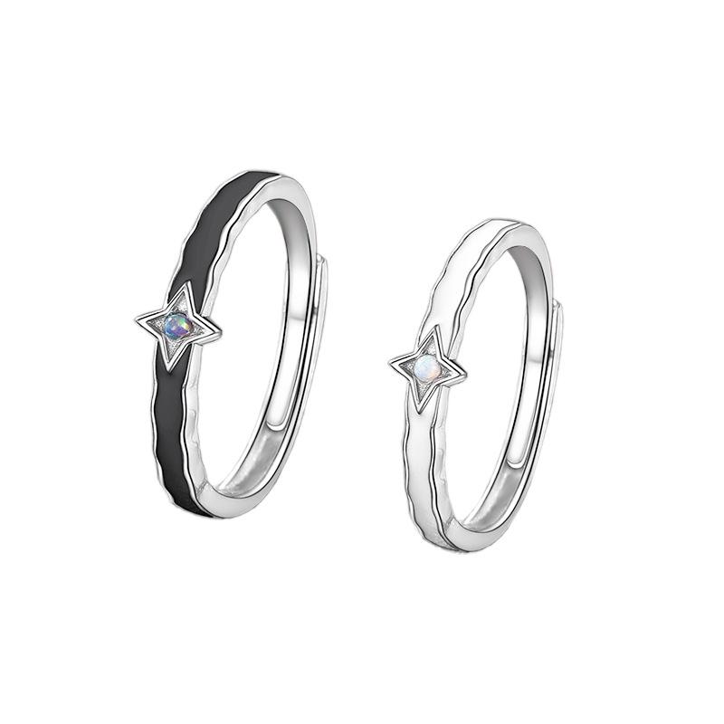 Hochwertige koreanische Little Star Wish Partnerringe aus 999 Sterlingsilber