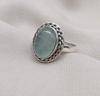 Aquamarine 925 Sterling Silver Ring: Handmade Oval Gemstone, Boho Jewelry